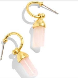 NWT MADEWELL Rose Quartz & Gold Tone Drop Earings